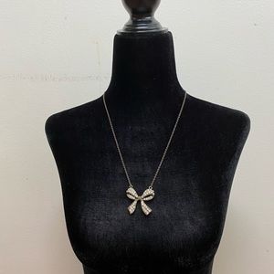 Cute Antique Rhinestoned Bow Necklace